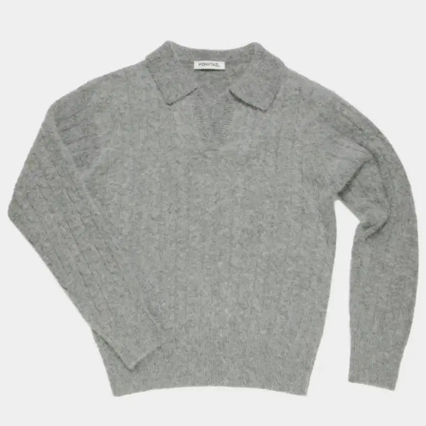 [BUNJANG] PONYTAIL Angora Collar Knit Pullover - Grey (Free Size) / PONYTAIL 포니테일 앙고라 카라 니트