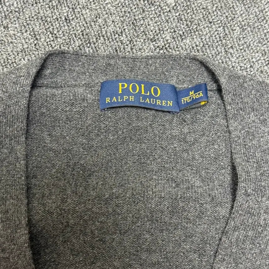 [BUNJANG] Polo Ralph Lauren Suede Elbow Patch Wool Cardigan - Medium / 폴로 / 엘보우패치 가디건 그레이 / M