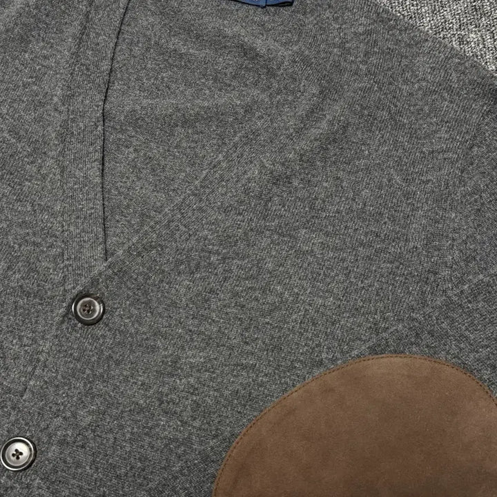 [BUNJANG] Polo Ralph Lauren Suede Elbow Patch Wool Cardigan - Medium / 폴로 / 엘보우패치 가디건 그레이 / M