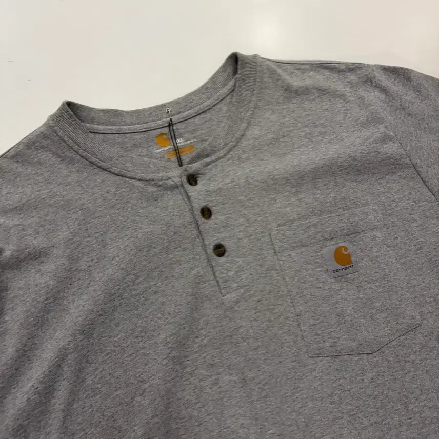 [BUNJANG] Carhartt 2XL Gray Pocket Henley T-Shirt / [2XL] 칼하트 포켓 반팔 헨리넥 티셔츠 그레이