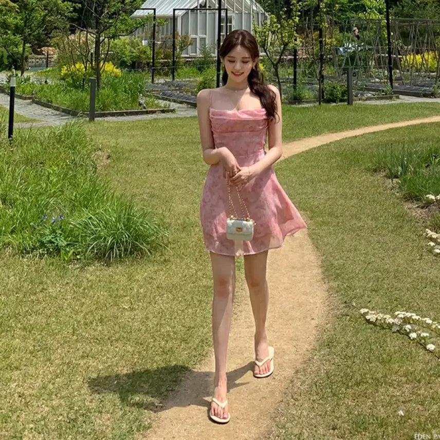 [BUNJANG] Attirance Ribbon Strap Sleeveless Maxi Dress / 새상품) 아뜨랑스 메이드 트임 끈 리본 나시 원피스 여행룩 휴가룩 바캉스