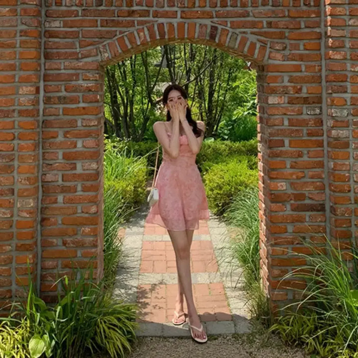 [BUNJANG] Attirance Ribbon Strap Sleeveless Maxi Dress / 새상품) 아뜨랑스 메이드 트임 끈 리본 나시 원피스 여행룩 휴가룩 바캉스