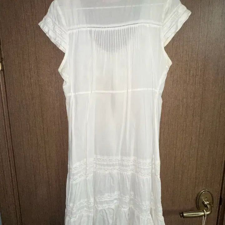 [BUNJANG] Cocómori Vintage White Lace Short-Sleeve Long Dress / 코코모리 빈티지 화이트 레이스 롱 원피스 반팔 레이어드