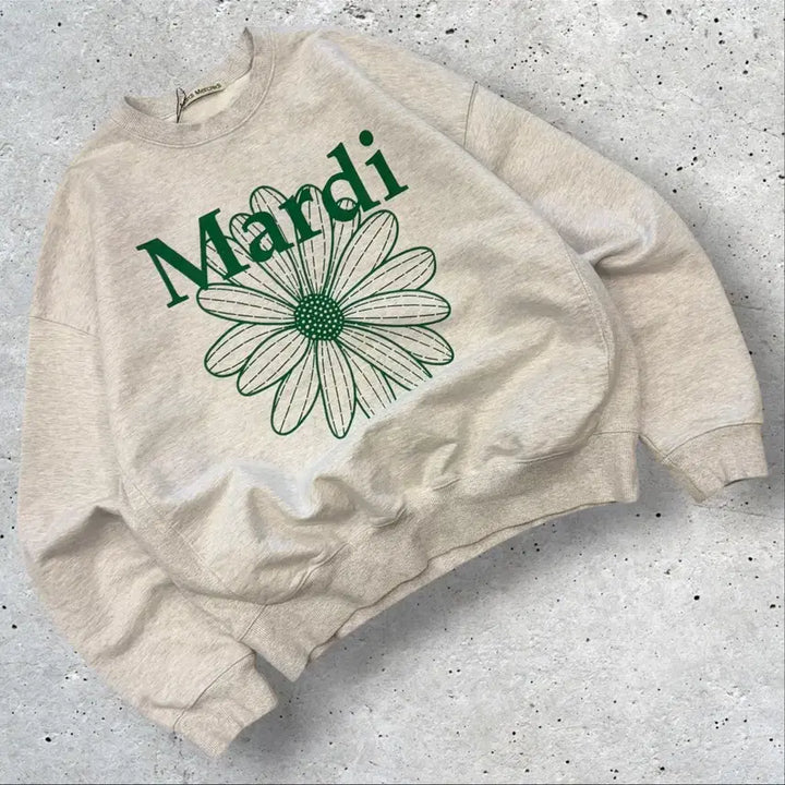 [BUNJANG] Mardi Mercredi Flower Sweatshirt - Grey / [OS] 마르디 메크르디 플라워 맨투맨 그레이