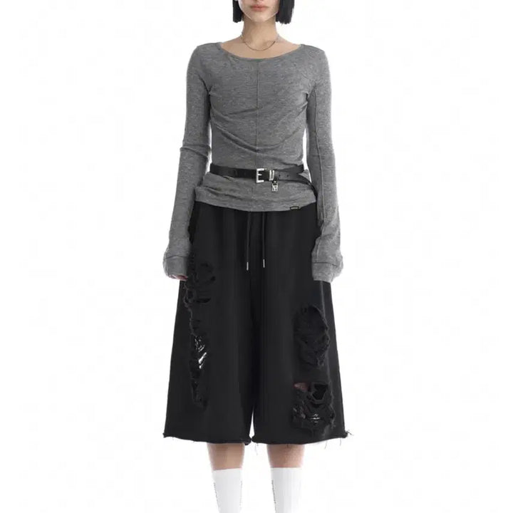 [BUNJANG] trimmingbird Essential Pintuck Long-Sleeve T-Shirt (Melange Gray) / 트리밍버드 Essential Pintuck Long-Sleeve 티셔츠