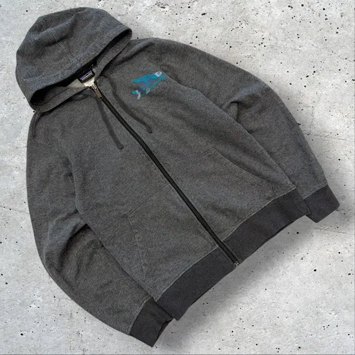 [BUNJANG] Patagonia Gray Hoodie Fish Print - Size XS / [XS] 파타고니아 그레이 후드집업 물고기 프린팅