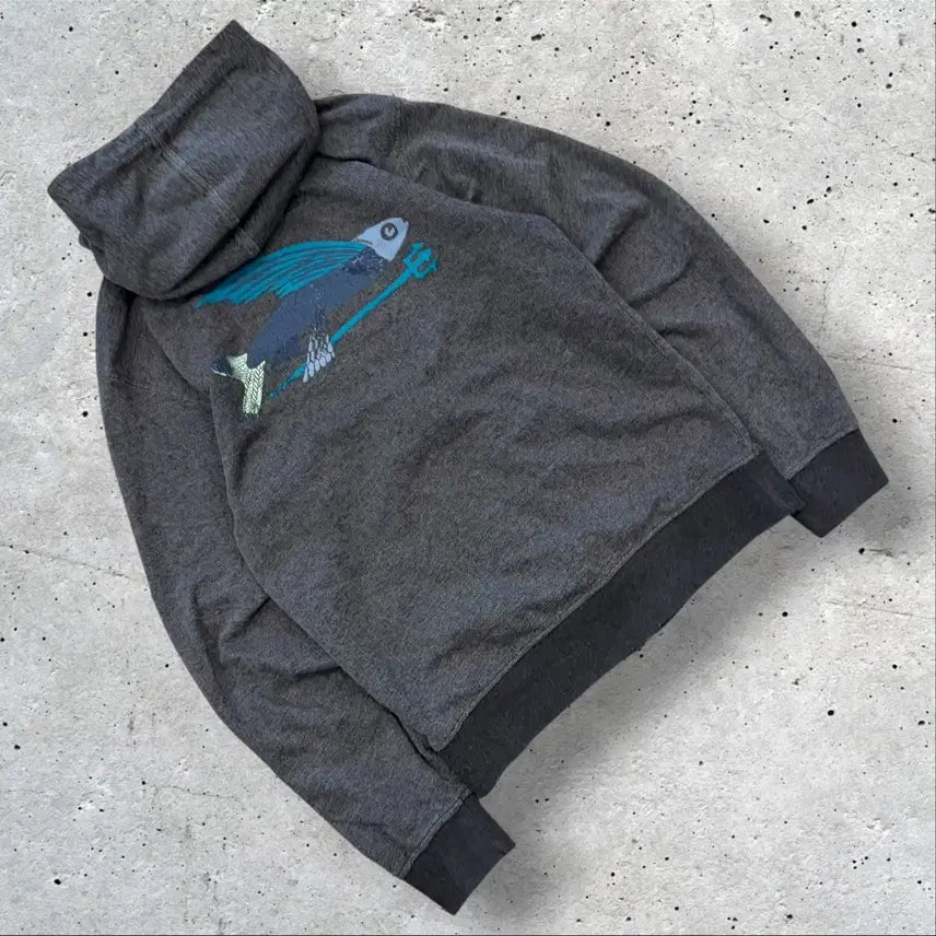 [BUNJANG] Patagonia Gray Hoodie Fish Print - Size XS / [XS] 파타고니아 그레이 후드집업 물고기 프린팅