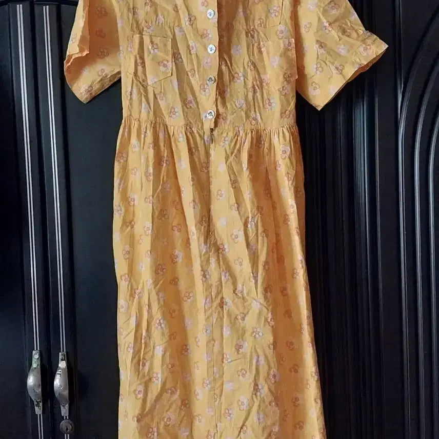 [BUNJANG] Yellow Cotton Dress with Floral Pattern / 플라워 패턴 옐로우  면 원피스