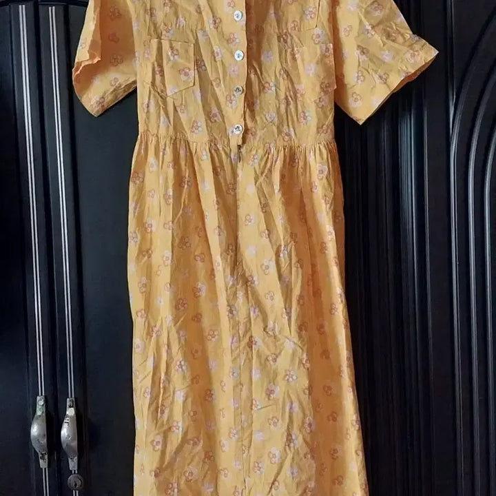 [BUNJANG] Yellow Cotton Dress with Floral Pattern / 플라워 패턴 옐로우  면 원피스