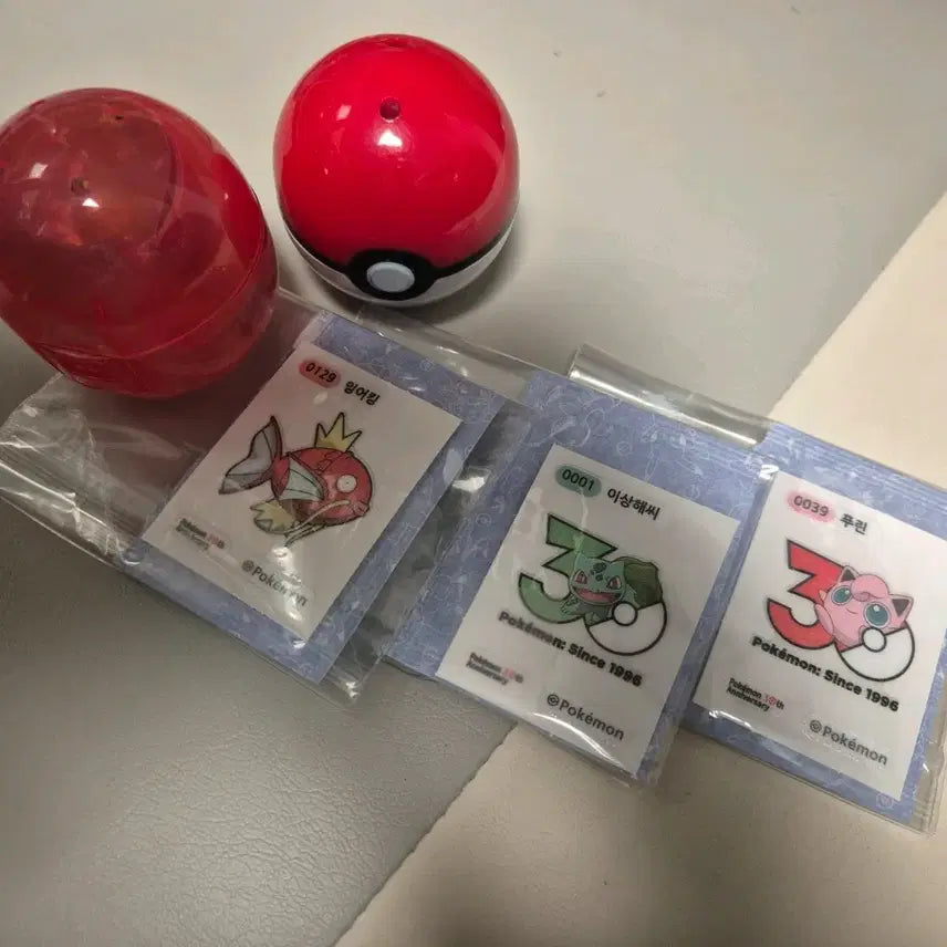 [BUNJANG] Pokemon 30th Anniversary Seal Stickers (3 Types) &amp; Monster Gacha / 포켓몬 30주년 씰 스티커3개 + 몬스터가챠