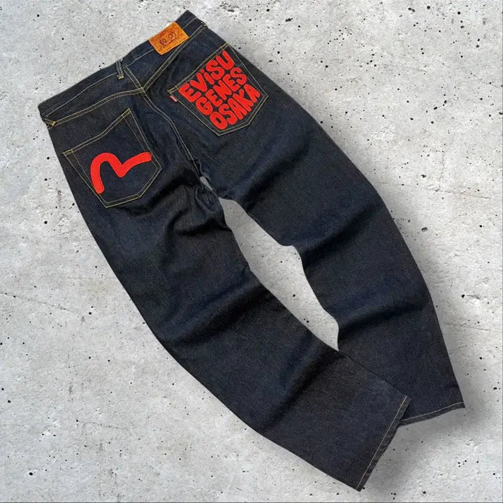 [BUNJANG] EVISU Osaka Embroidered Denim Jeans Pants 34x32 / [34x32] EVISU 에비수 오사카 자수 데님 청바지 팬츠