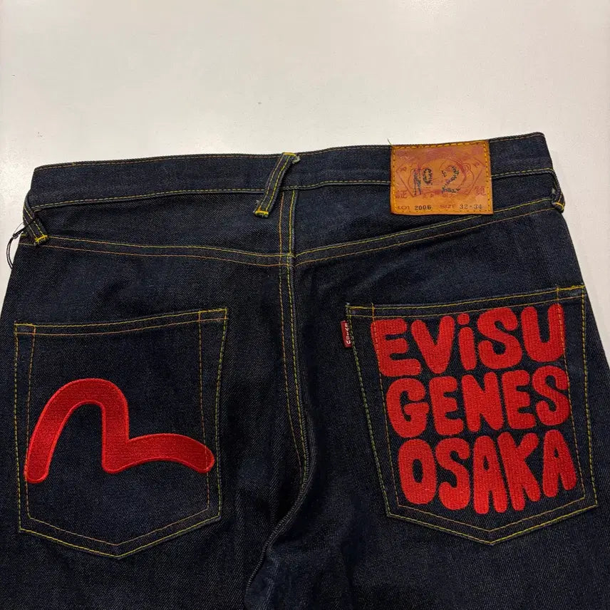 [BUNJANG] EVISU Osaka Embroidered Denim Jeans Pants 34x32 / [34x32] EVISU 에비수 오사카 자수 데님 청바지 팬츠