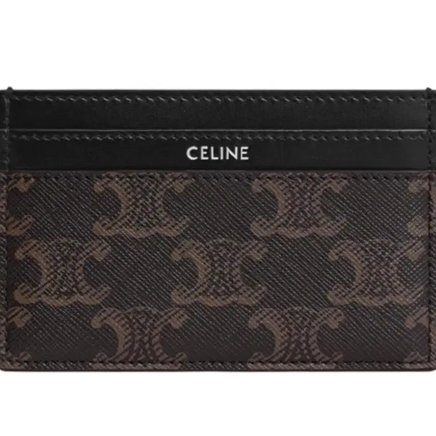 [BUNJANG] Celine Triomphe Canvas &amp; Calfskin Medium Card Holder Black / 셀린느 트리옹프 캔버스 앤 카프스킨 블랙