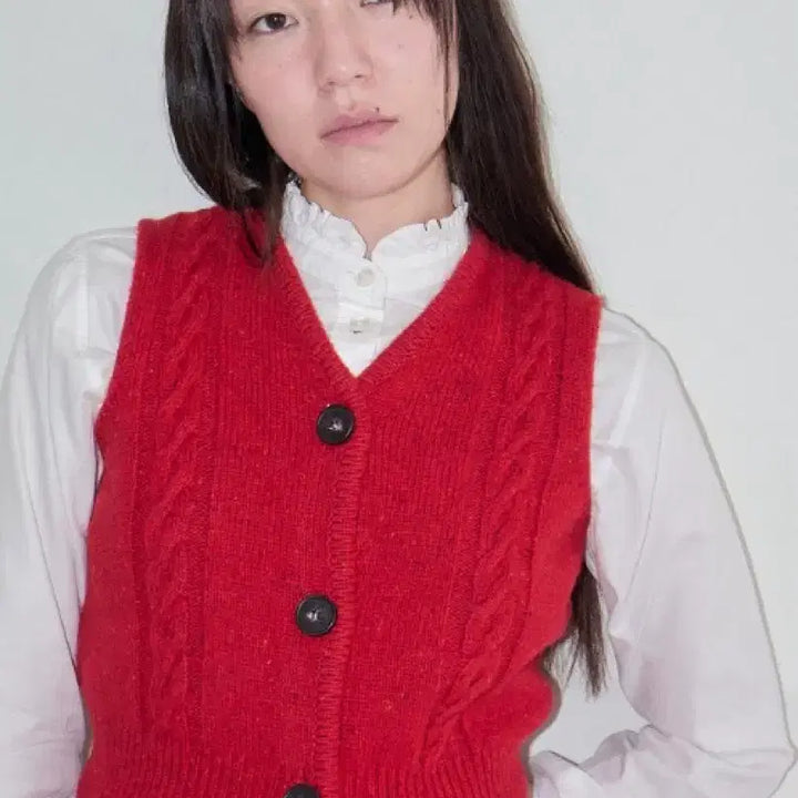 [BUNJANG] PONYTAIL Homework Knit Vest Red Free Size / 포니테일 PONYTAIL 니트 베스트 조끼