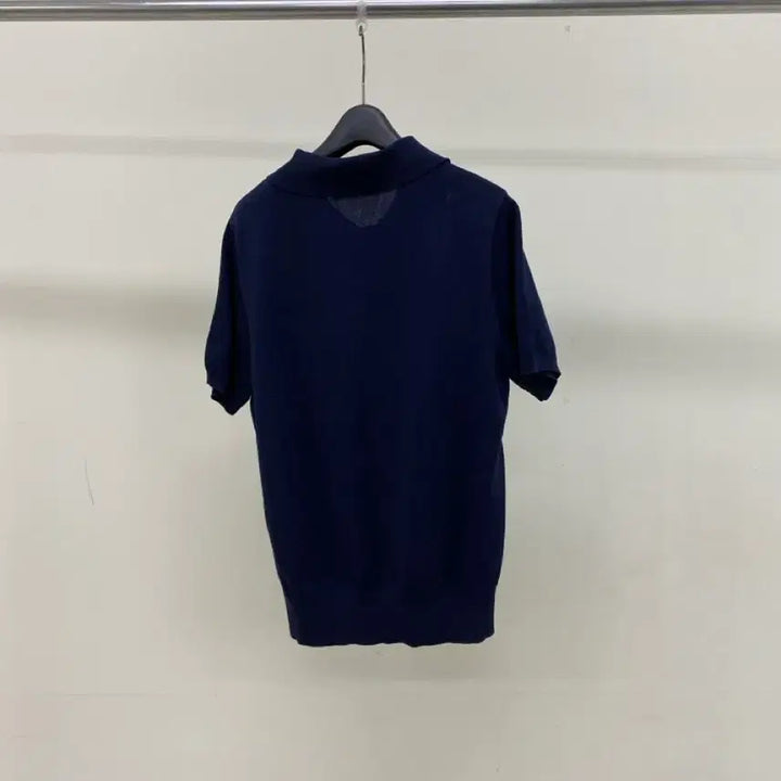 [BUNJANG] ZARA Navy Knit Collar Short Sleeve T-Shirt / [자라] 도톰한 네이비 니트 카라 반팔티 (66추천)