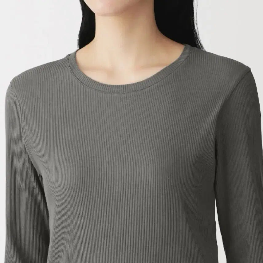 [BUNJANG] Muji Soft Rib T-Shirt Charcoal Grey L / (새상품) 무인양품 소프트 리브 티셔츠 차콜그레이 L