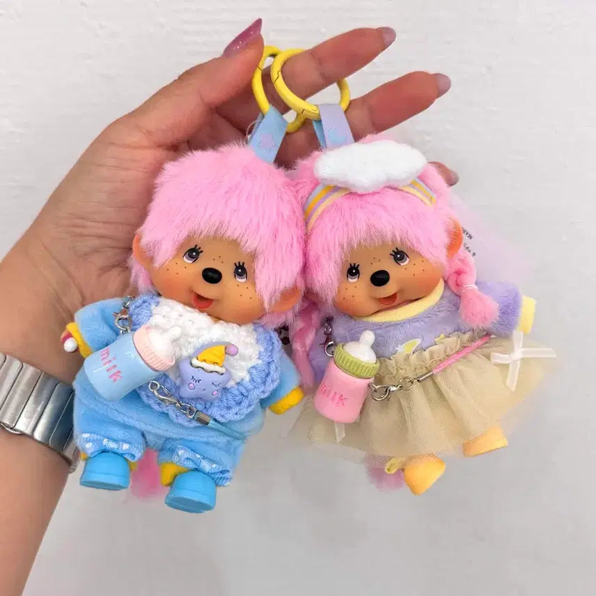 [BUNJANG] Monchhichi Cotton Candy Student Keychain Set / 홍콩판 신상 솜사탕 입학생 몬치치 키링 세트