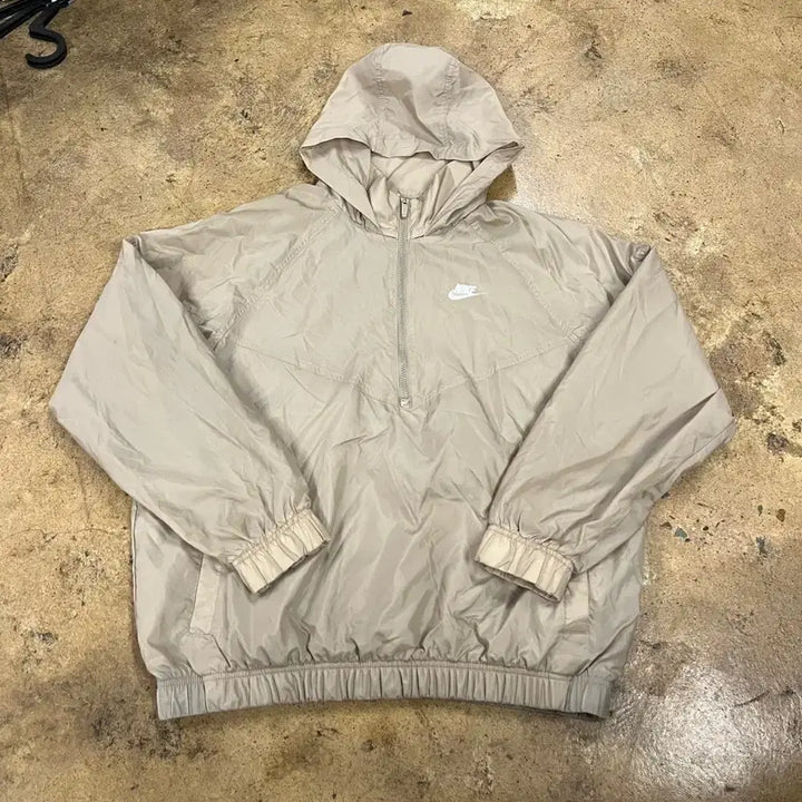 [BUNJANG] Nike Hood Windbreaker Anorak Beige / [정품/M] 나이키 후드 바람막이 아노락 베이지