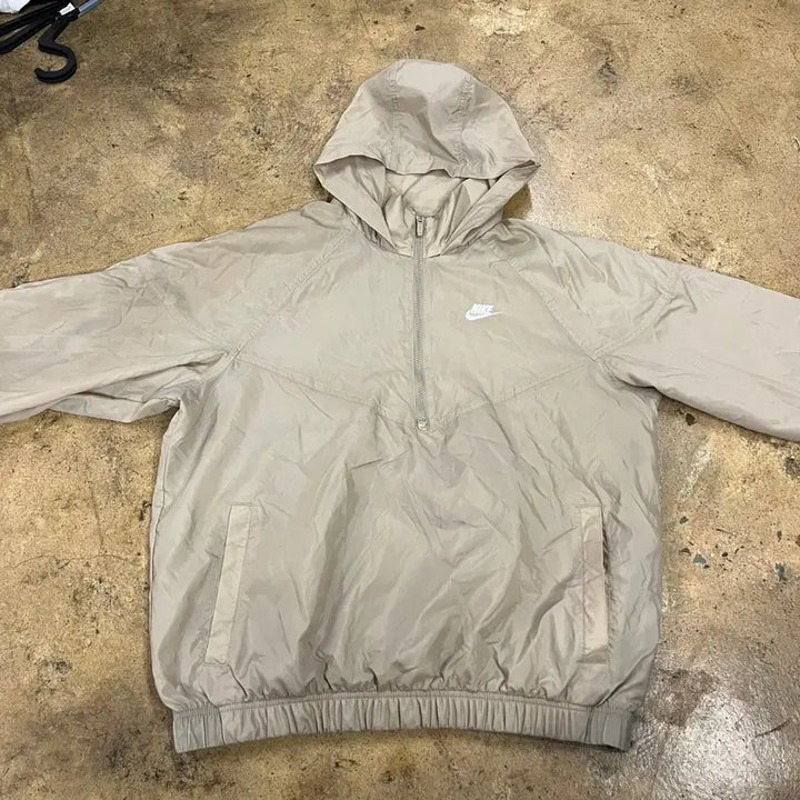 [BUNJANG] Nike Hood Windbreaker Anorak Beige / [정품/M] 나이키 후드 바람막이 아노락 베이지