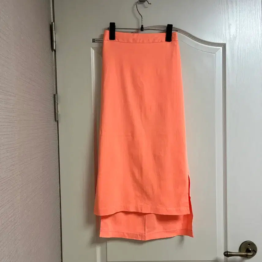 [BUNJANG] Orange High-Waisted Midi Skirt / 허리밴딩 롱 스커트