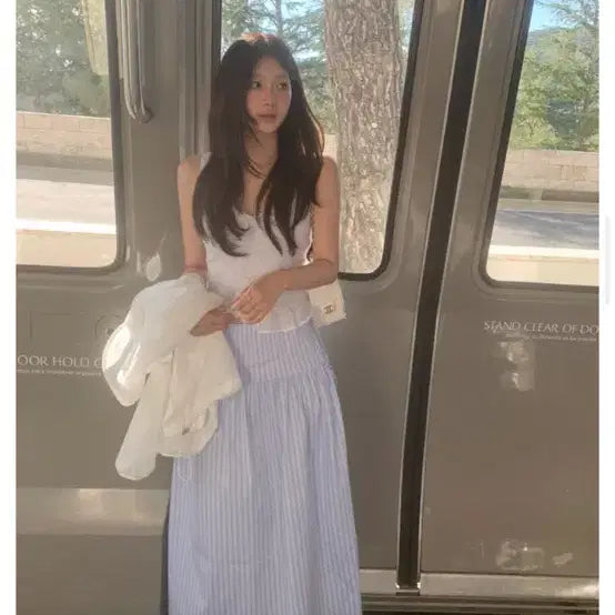 [BUNJANG] Ondemin Soft Wave Long Skirt + Cloud Sleeveless Set / 온드민 코디 세트(소프트 웨이브 롱스커트+클라우드 슬리브리스 나시)