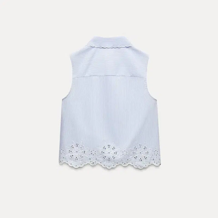 [BUNJANG] Zara Punching Embroidery Crop Shirt / 자라 펀칭 자수 크롭 셔츠 3564/164/044