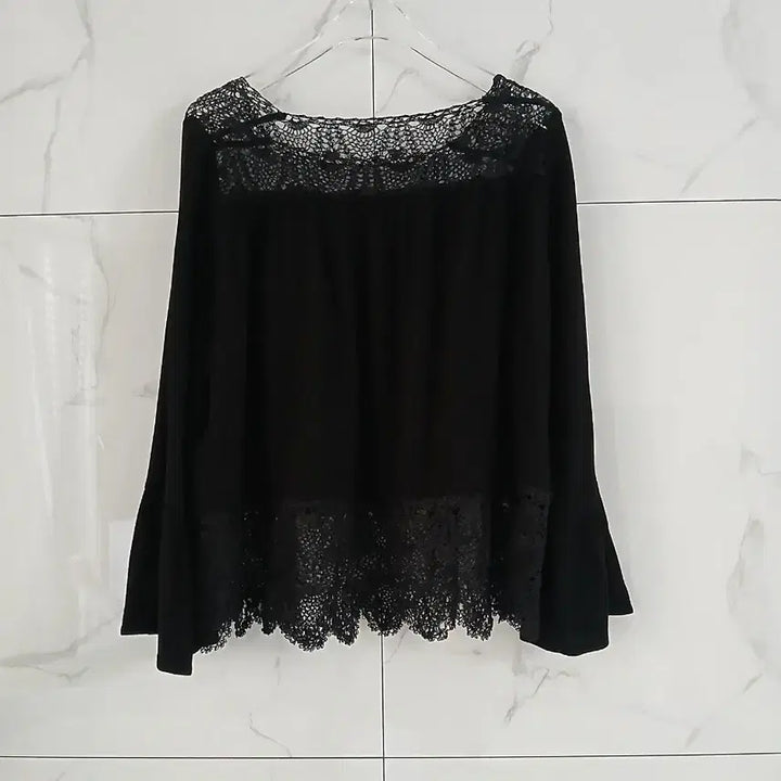 [BUNJANG] Sandro Black Lace Blouse / 산드로 블랙 레이스 블라우스