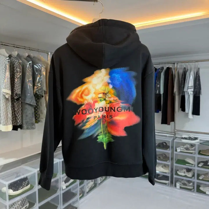 [BUNJANG] WOOYOUNGMI Swaying Flower Back Logo Hoodie / [리오브] 우영미 스웨잉 플라워 백로고 후드