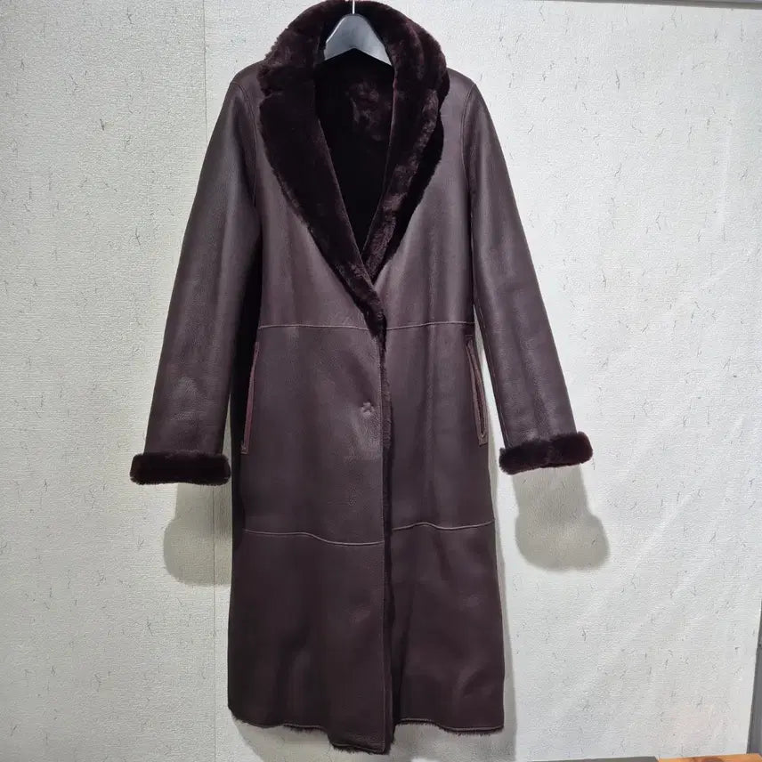 [BUNJANG] Genuine Leather Shearling Long Coat / 양가죽 무스탕 롱코트