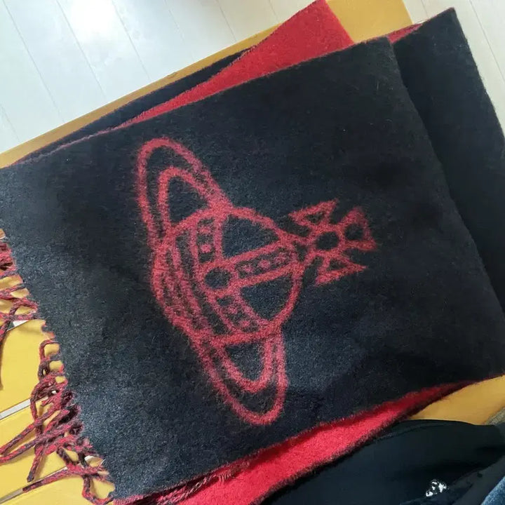 [BUNJANG] Vivienne Westwood Double Face Single Orb Muffler Black / 비비안 웨스트우드 더블 페이스 싱글 오브 양면 머플러 블랙 목도리 orb