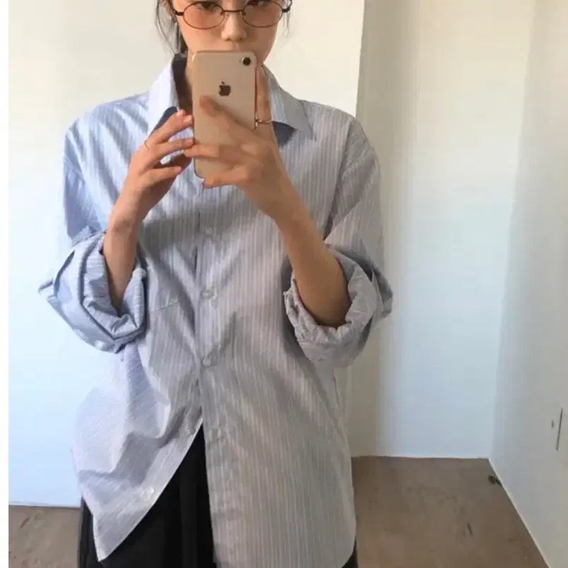 [BUNJANG] DOGI Stripe Shirt Blue / 더기 스트라이프 셔츠 블루