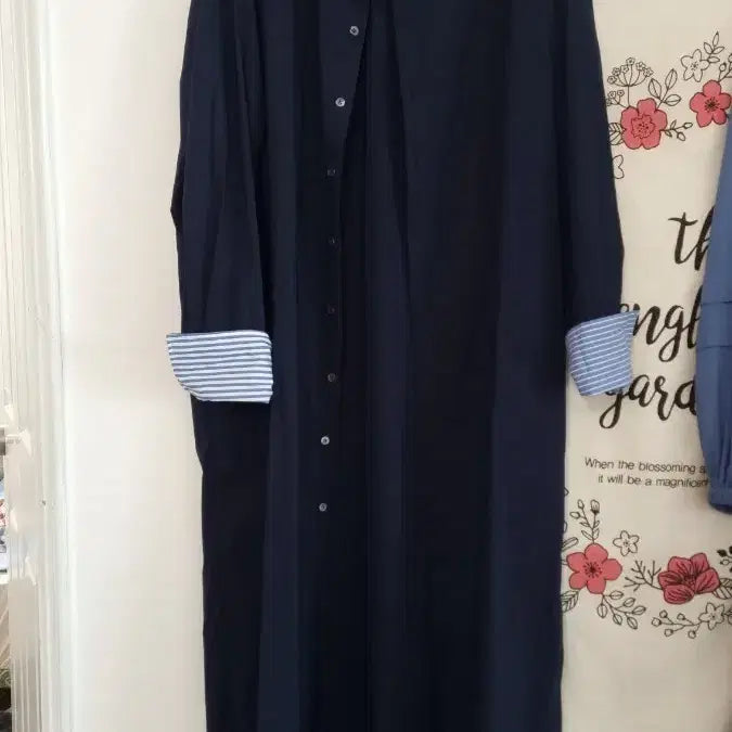 [BUNJANG] AANTT Navy Maxi Shirt Dress Robe / 32.aantt브랜드의 네이비 맥시 셔츠 원피스 로브