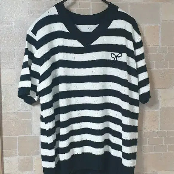 [BUNJANG] Ribbon V-Neck Knit Top (New) / 여성 리본V넥니트(새옷)