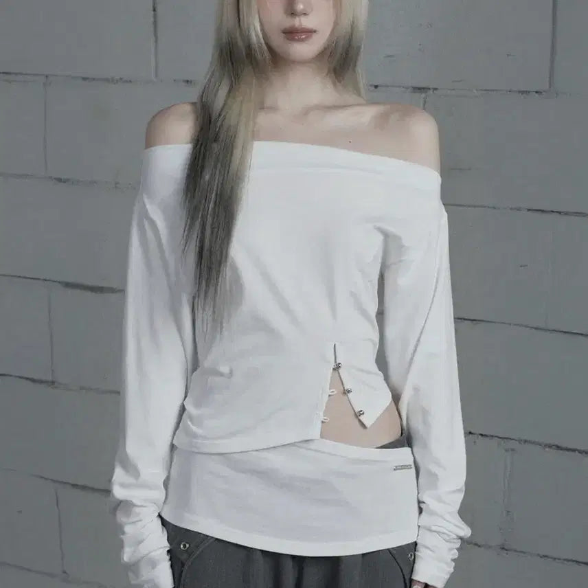 [BUNJANG] Ettoesoe Cutout Open Long Sleeve White / 에트오소메 컷아웃 오픈 롱 슬리브 화이트
