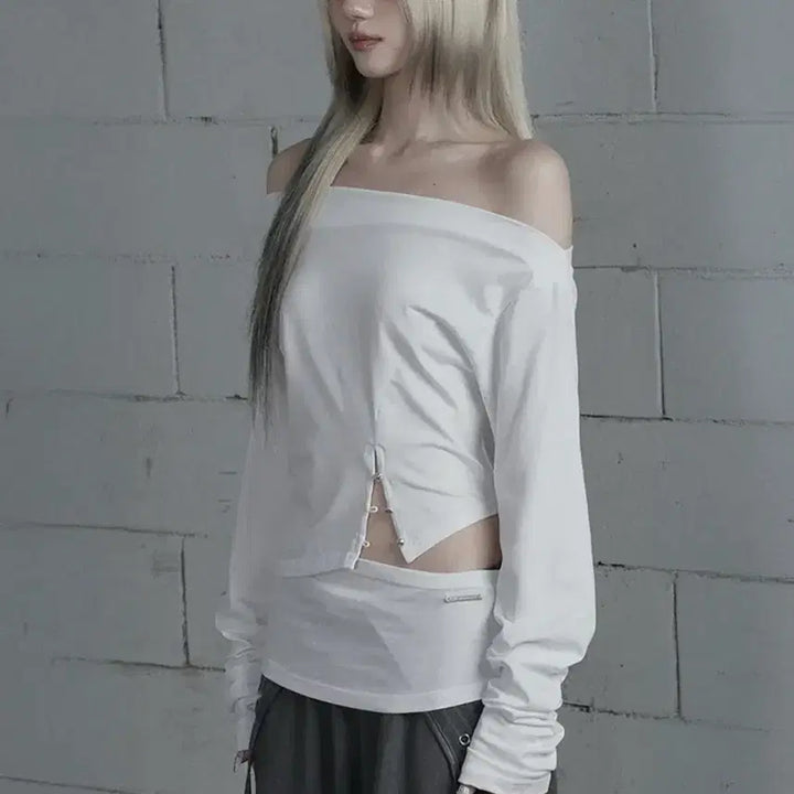 [BUNJANG] Ettoesoe Cutout Open Long Sleeve White / 에트오소메 컷아웃 오픈 롱 슬리브 화이트