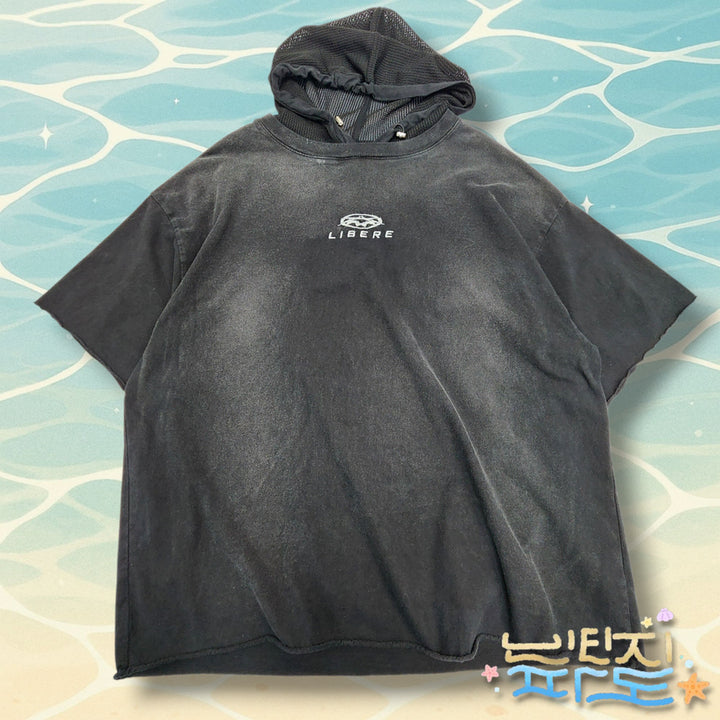 [BUNJANG] 2 LIBERE Mesh Hood Short Sleeve T-Shirt Black / 2 리베레 MESH HOOD 반팔 블랙