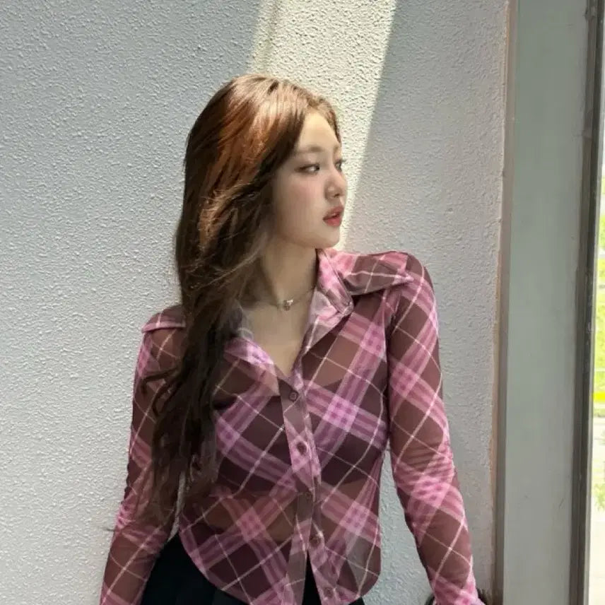 [BUNJANG] Why Not Us Mesh Pink Shirt / 와이낫어스 메쉬 핑크 셔츠