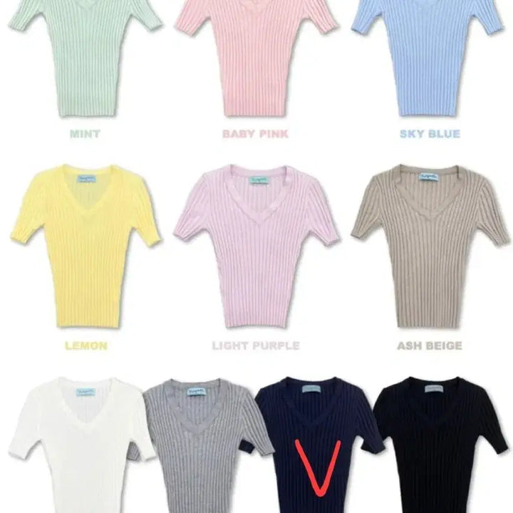 [BUNJANG] Pale J (Palejade) V-Neck Ribbed Short-Sleeve Knit Navy / 페일제이드 브이넥 리브드 골지 반팔 니트 네이비