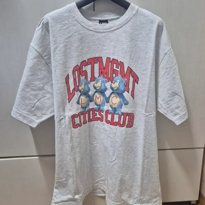 [BUNJANG] LMC Bear Short Sleeve T-Shirt - Mélange Grey / LMC 곰돌이 반팔 티셔츠 멜란지 그레이 L