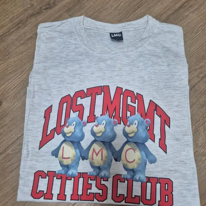 [BUNJANG] LMC Bear Short Sleeve T-Shirt - Mélange Grey / LMC 곰돌이 반팔 티셔츠 멜란지 그레이 L