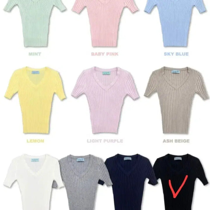 [BUNJANG] Pale Jade V-Neck Ribbed Knit Short Sleeve Top - Black / 페일제이드 브이넥 리브드 골지 반팔 니트 블랙