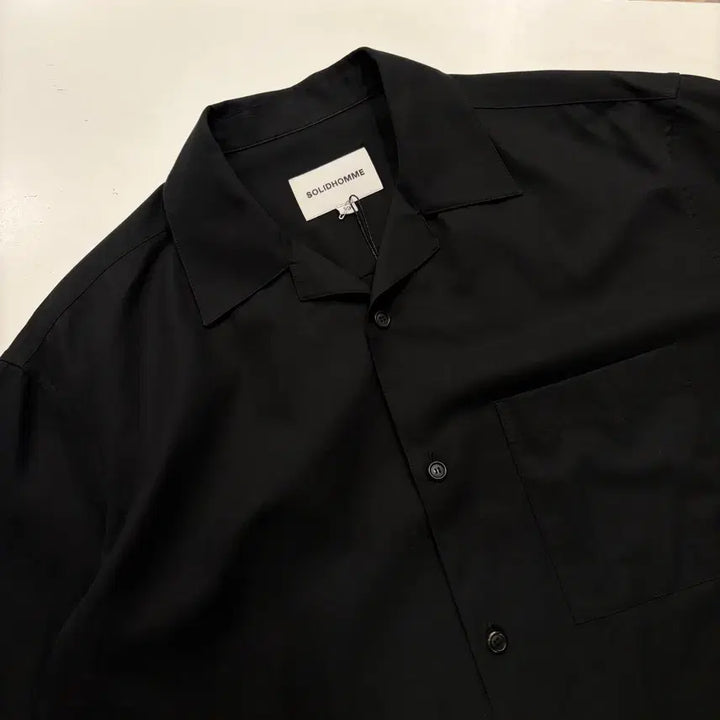 [BUNJANG] Solid Homme 20SS Black Open Collar Short Sleeve Shirt Size 50 / [50] 20ss 솔리드옴므 블랙 오픈 카라 반팔 셔츠