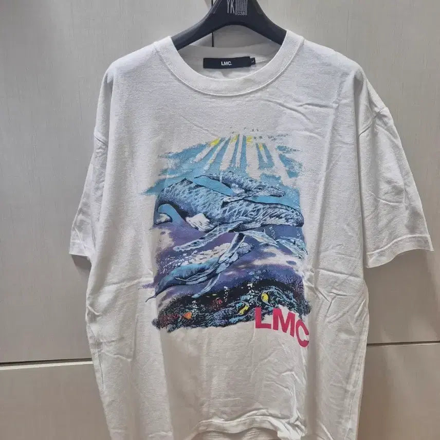 [BUNJANG] LMC White Whale Print Short Sleeve T-Shirt L / LMC 흰색 고래 프린팅 반팔 티셔츠 L