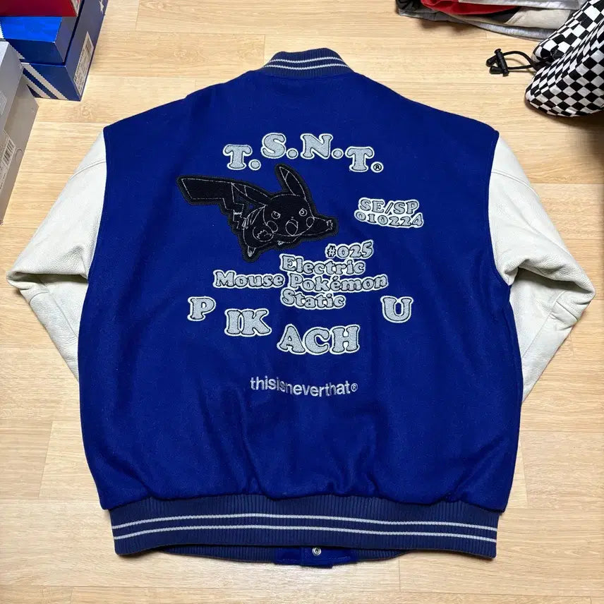 [BUNJANG] Thisisneverthat Pokemon Varsity Blue Jacket L / (L)디스이즈네버댓 포켓몬 바시티 블루 자켓 팝니다
