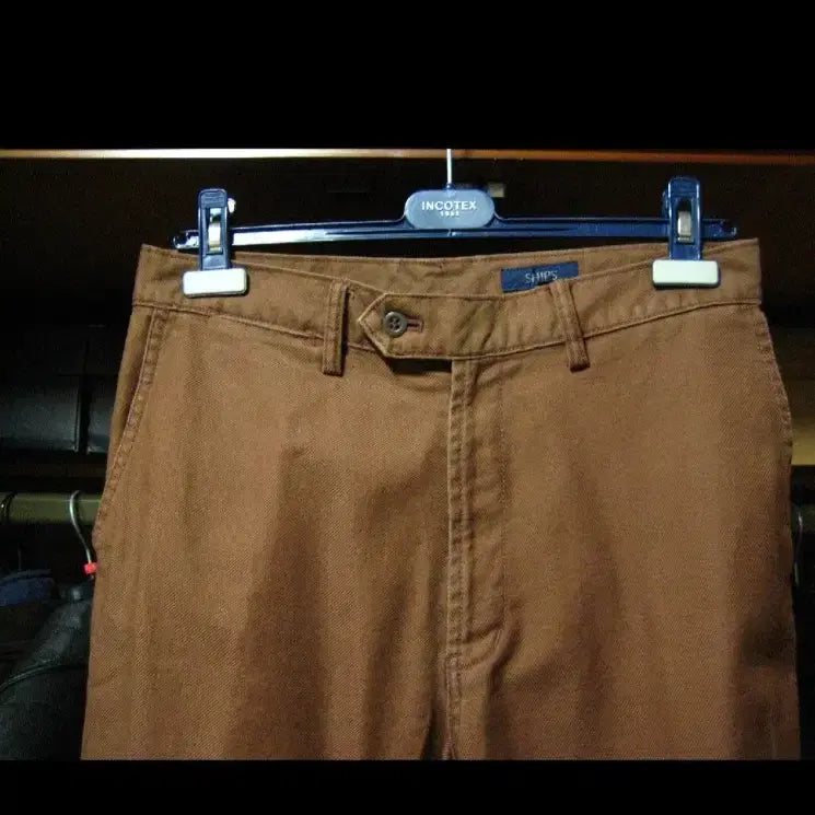 [BUNJANG] SHIPS Classic Dark Brown Garment Dyed Cotton 100% Denim Chino Pants / [판매] SHIPS LTD 쉽스 빈티지 브라운 클래식 데님 치노 팬츠