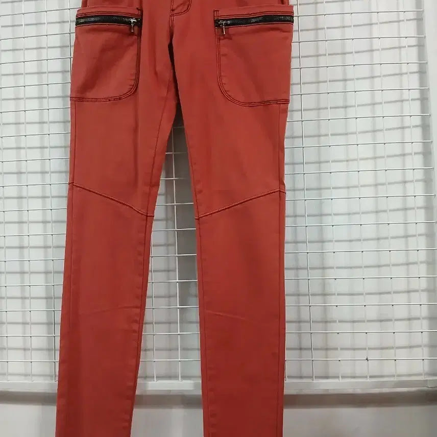 [BUNJANG] Orange Zipper Pocket Span Pants / 주황색 지퍼포켓 스판바지 새옷