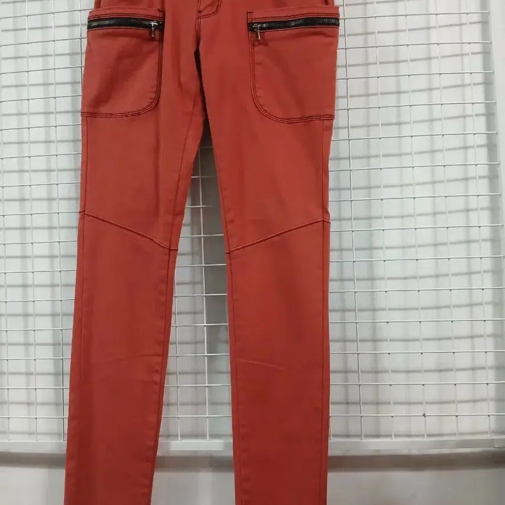 [BUNJANG] Orange Zipper Pocket Span Pants / 주황색 지퍼포켓 스판바지 새옷