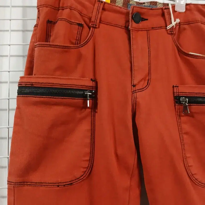 [BUNJANG] Orange Zipper Pocket Span Pants / 주황색 지퍼포켓 스판바지 새옷