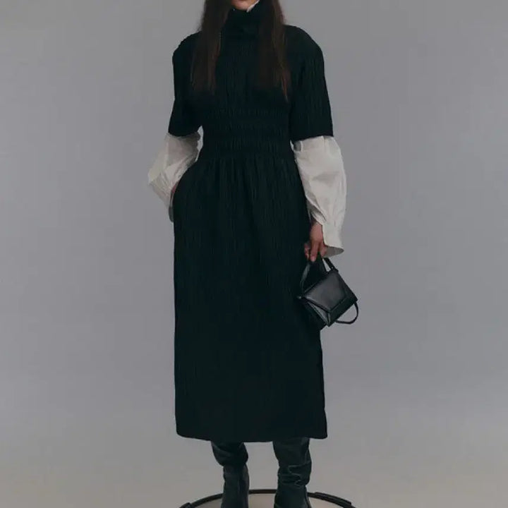 [BUNJANG] Recto Textured Turtleneck Dress Black / 렉토 원피스 TEXTURED TURTLENECK DRESS