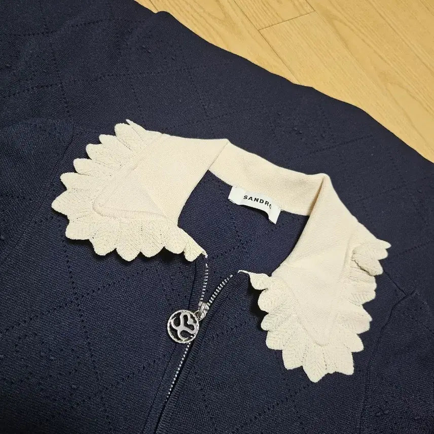 [BUNJANG] Sandro Navy Collar Short Sleeve Knit Dress Size 34 / 산드로 네이비 카라 반팔 니트 원피스 34